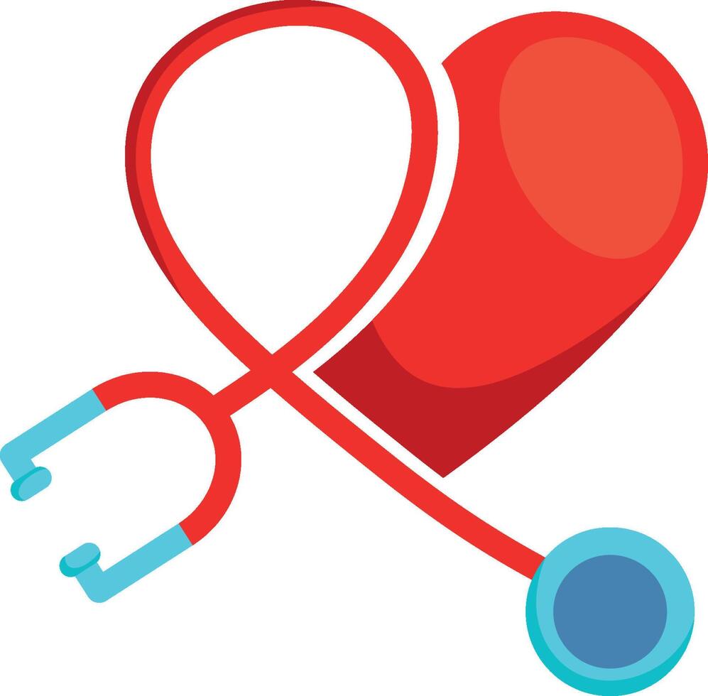 A red heart with a stethoscope vector