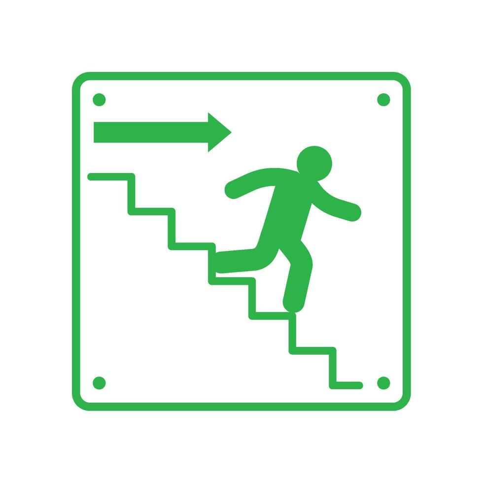 A green sign with a man walking up stairs vector