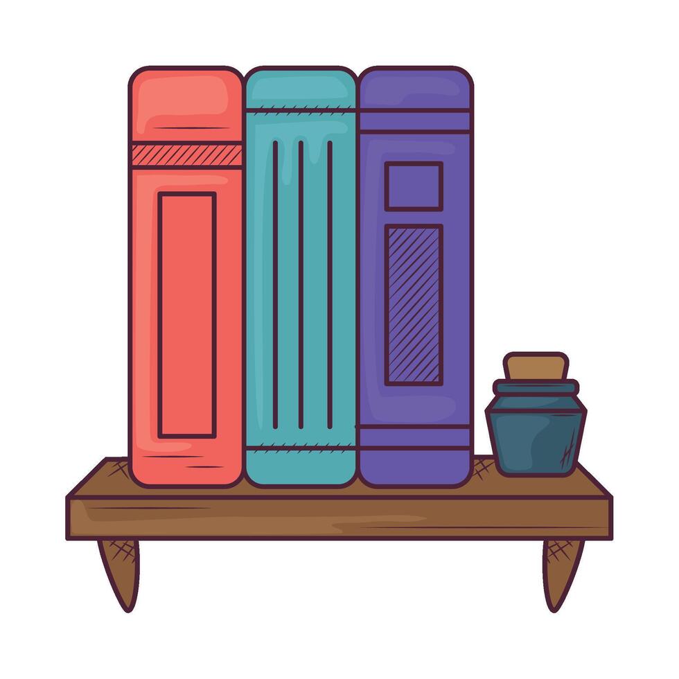 Books on shelf illustration design vector