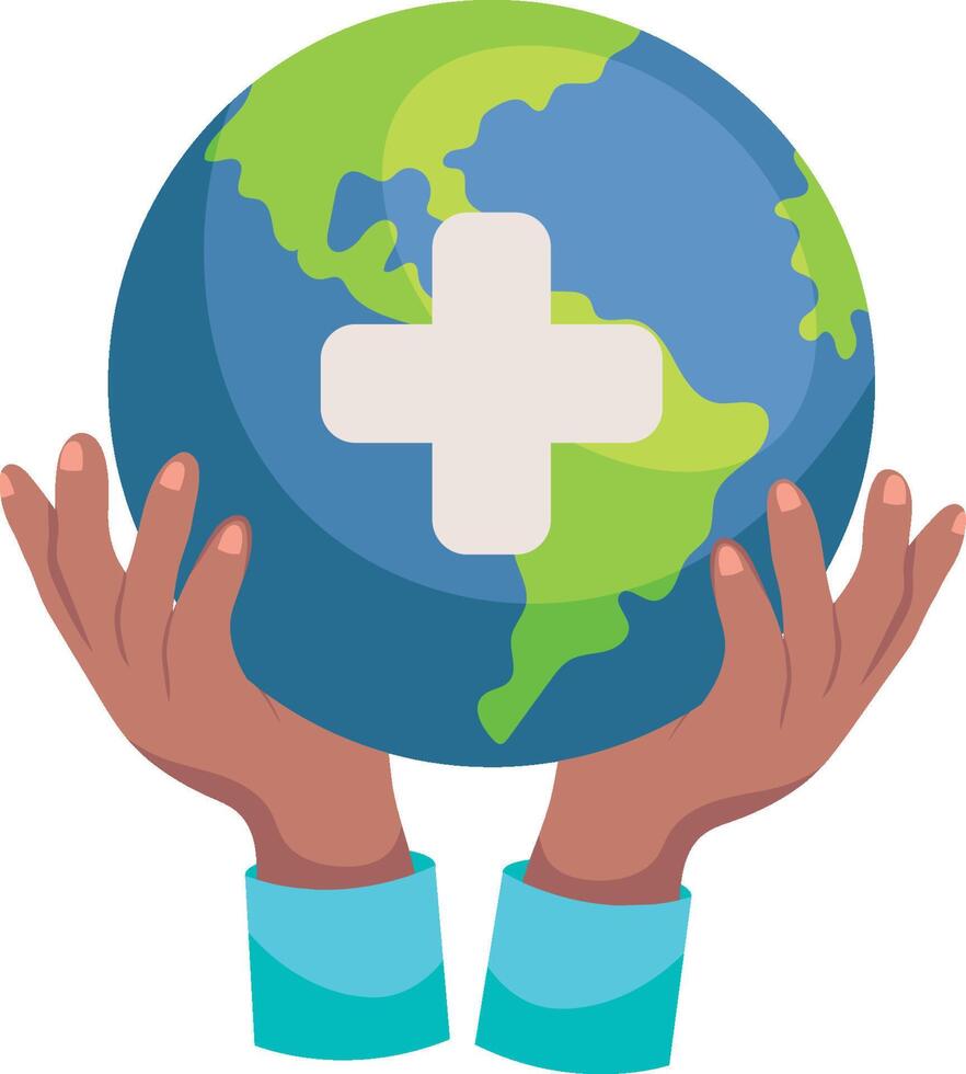Hands holding a globe with a cross on it vector