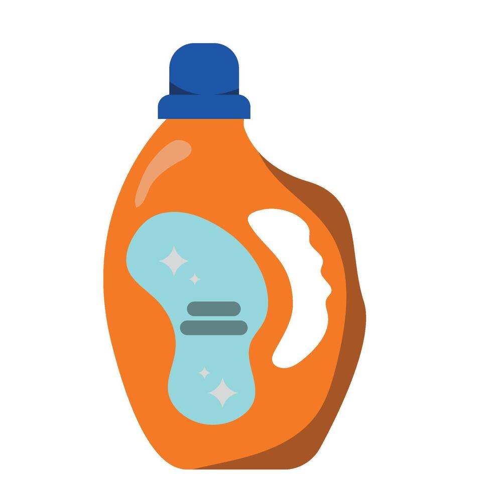 A bottle of liquid detergent with a blue cap vector