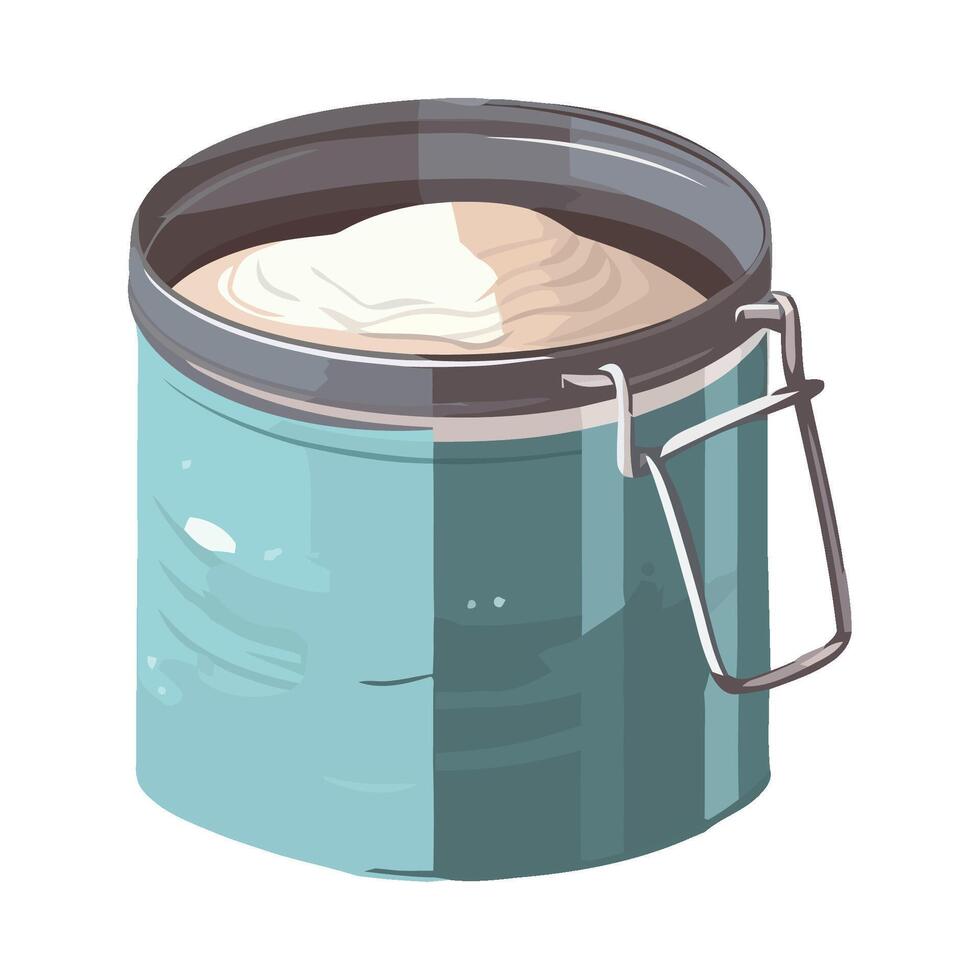 A blue tin with a white substance inside vector