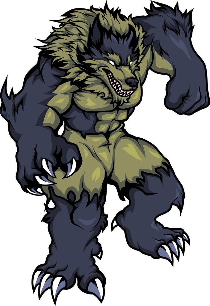fighter wolf illustration design vector
