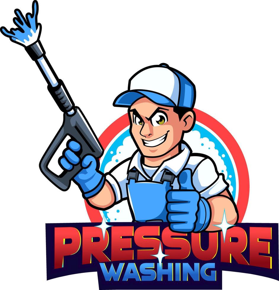 Washer Pressure worker mascot character vector