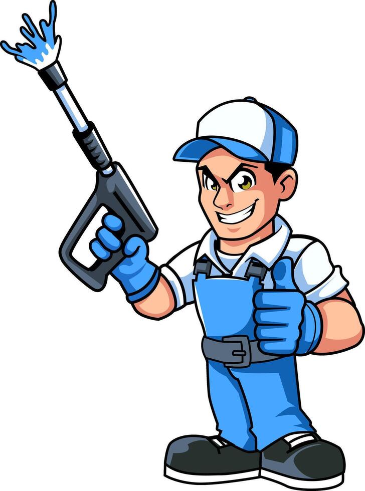 Washer Pressure worker mascot character vector