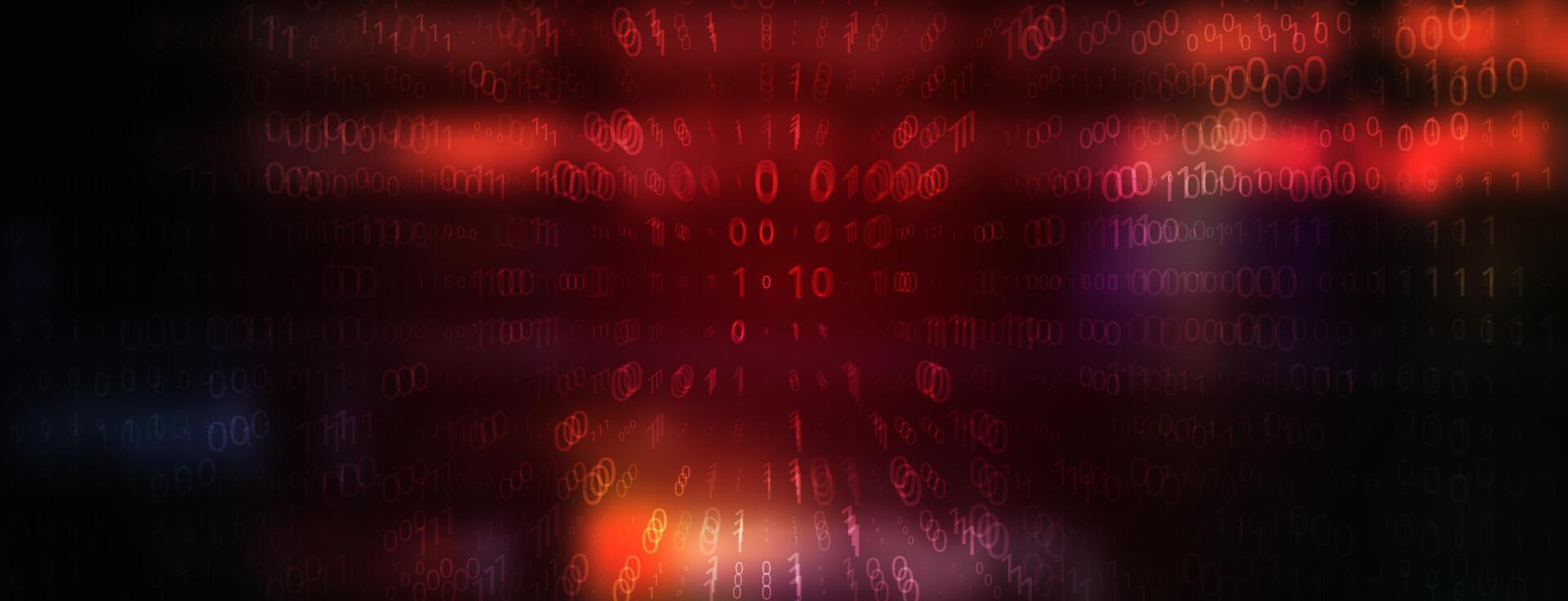 Digital Binary Code on Dark Red Background. Data Breach vector