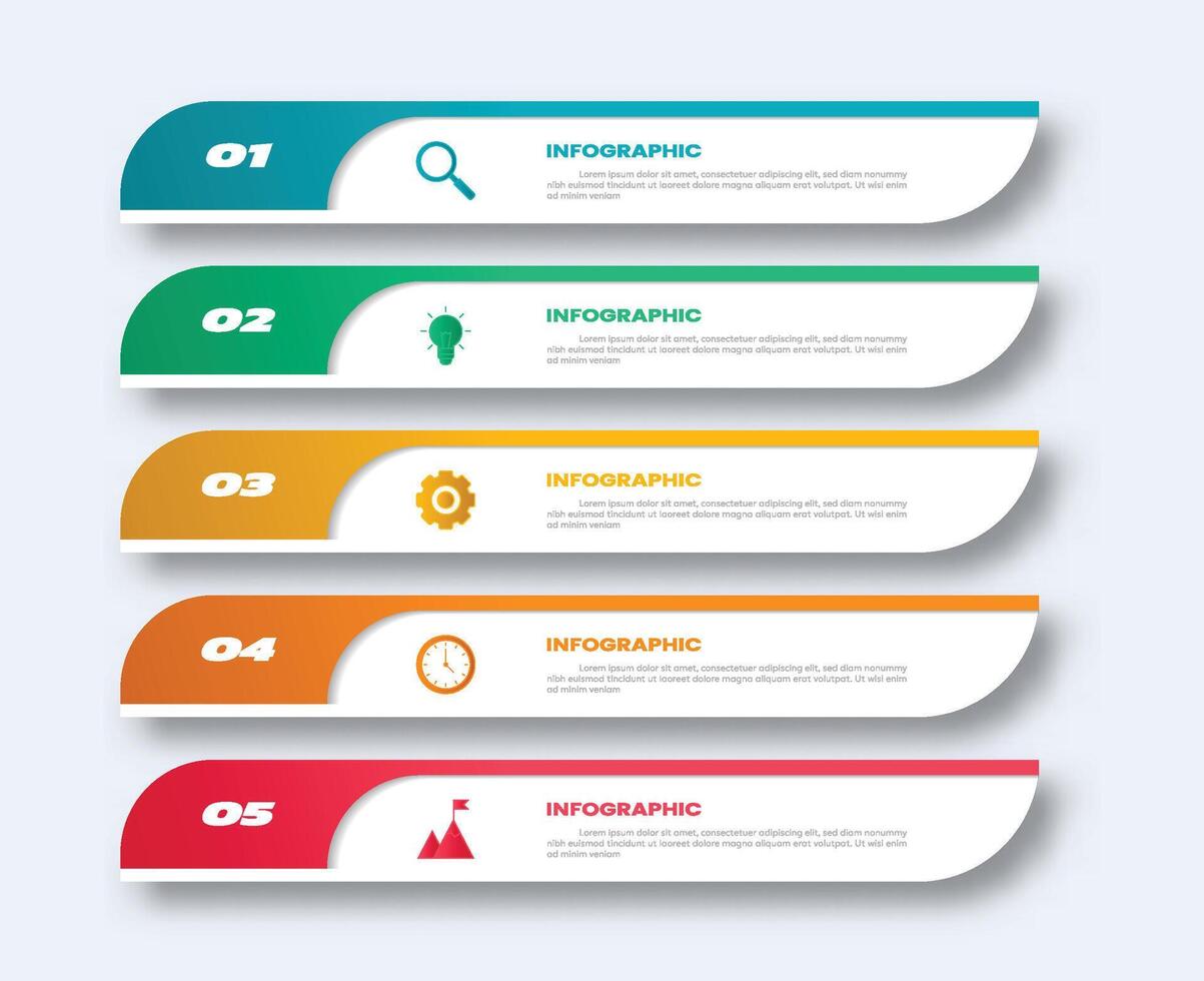 Infographic 5 colors. 5 icons. vector