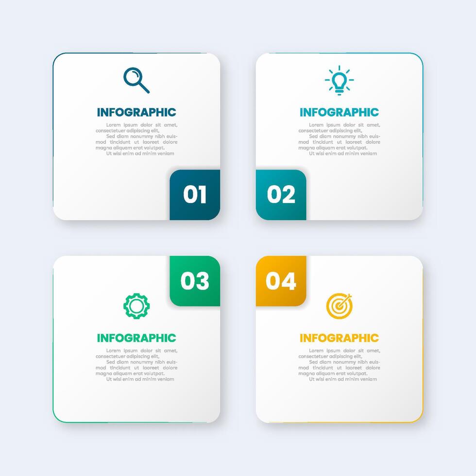 Infographic geometric shape with 4 options or steps icons. vector