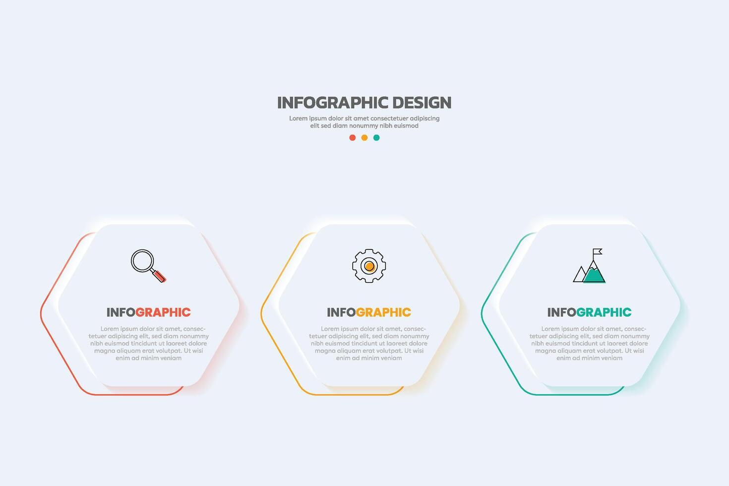Modern infographic with 3 options. Hexagonal infographic with icons. vector