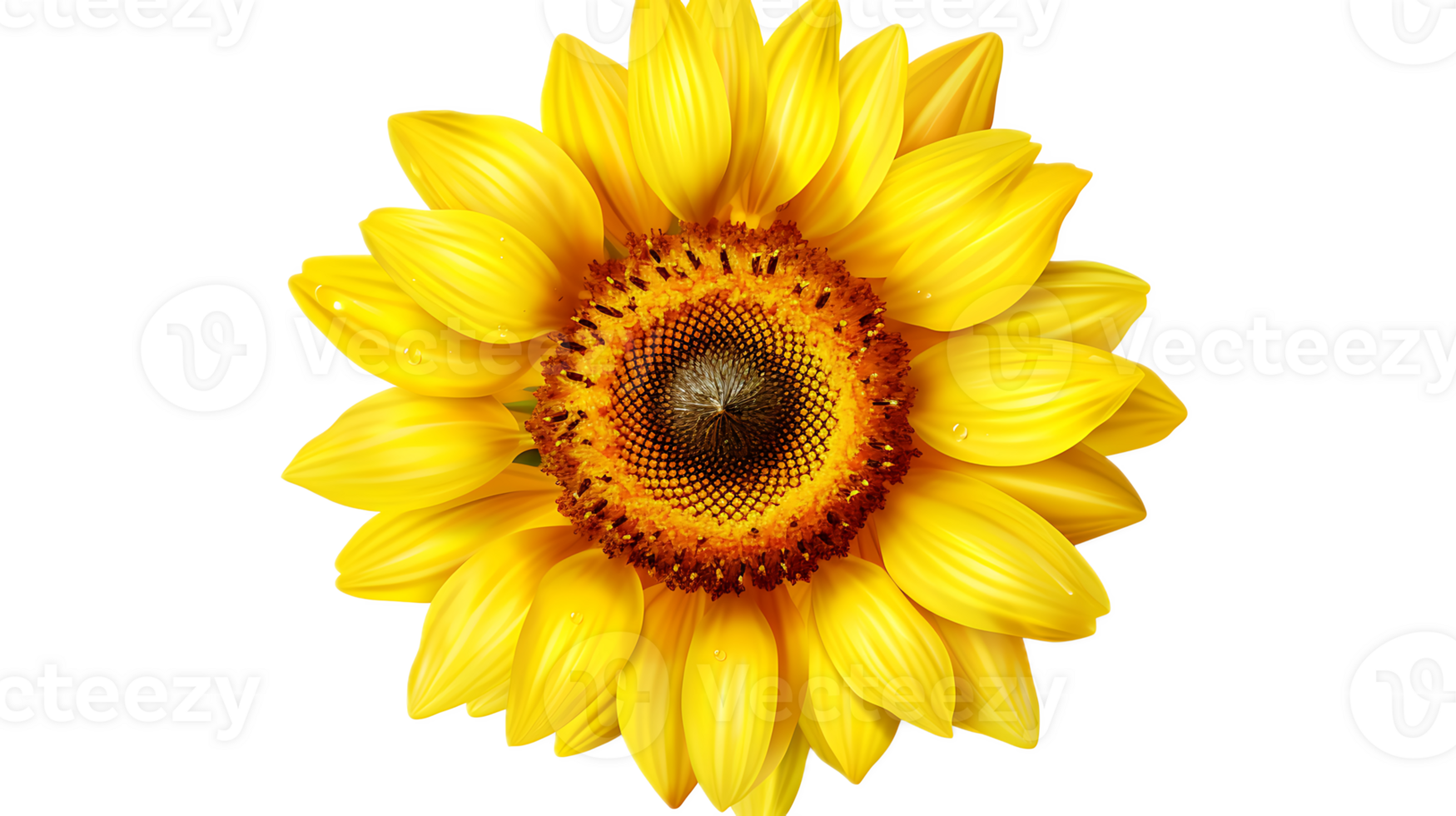 A yellow sunflower with a bright, cheerful center on a transparent background png