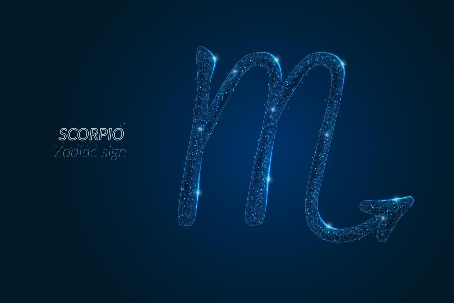 Abstract futuristic image of scorpio zodiac sign. Astrological horoscope characteristic. Polygonal illustration looks like stars in the blask night sky in spase. Digital low poly design vector