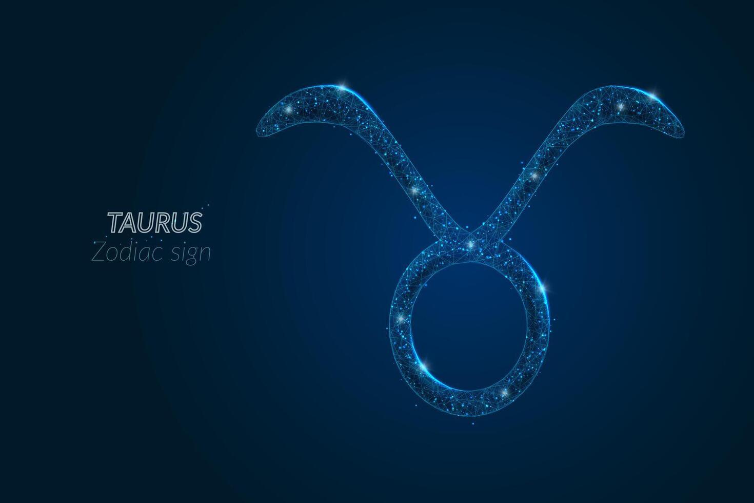 Abstract futuristic image of Taurus zodiac sign. Astrological horoscope characteristic. Polygonal illustration looks like stars in the blask night sky in spase. Digital low poly design vector