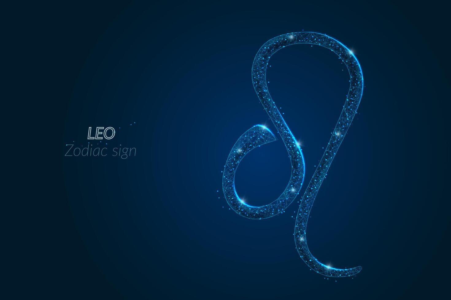 Abstract futuristic image of leo zodiac sign. Astrological horoscope characteristic. Polygonal illustration looks like stars in the blask night sky in spase. Digital low poly design vector