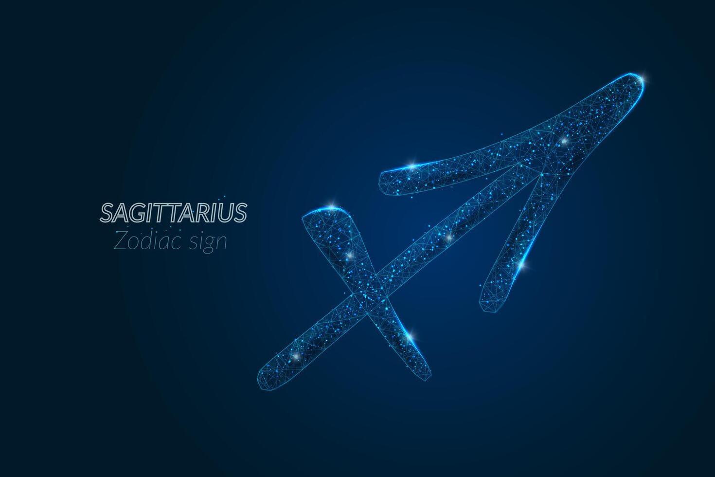 Abstract futuristic image of sagittarius zodiac sign. Astrological horoscope characteristic. Polygonal illustration looks like stars in the blask night sky in spase. Digital low poly design vector