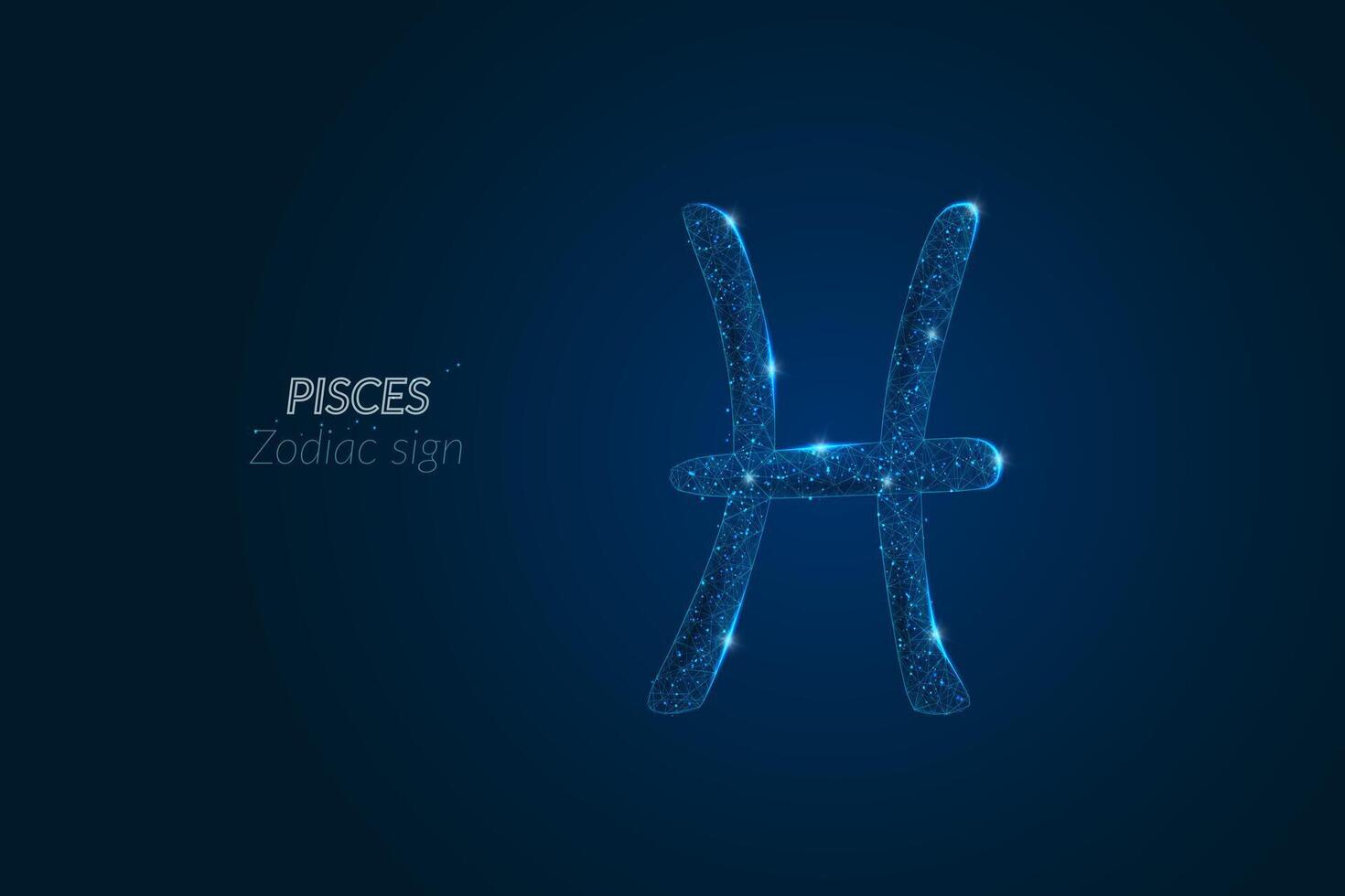 Abstract futuristic image of pisces zodiac sign. Astrological horoscope characteristic. Polygonal illustration looks like stars in the blask night sky in spase. Digital low poly design vector