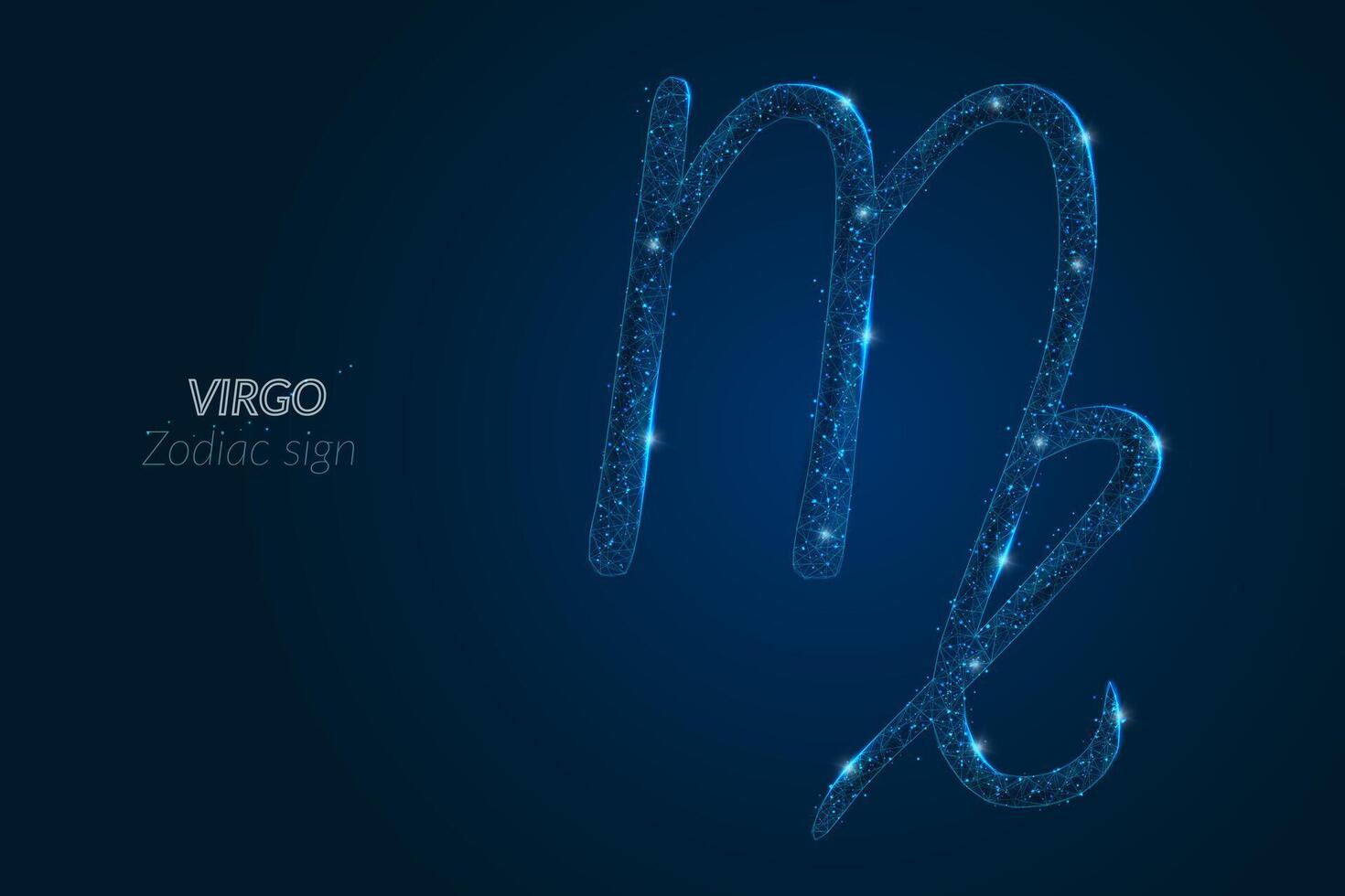 Abstract futuristic image of virgo zodiac sign. Astrological horoscope characteristic. Polygonal illustration looks like stars in the blask night sky in spase. Digital low poly design vector