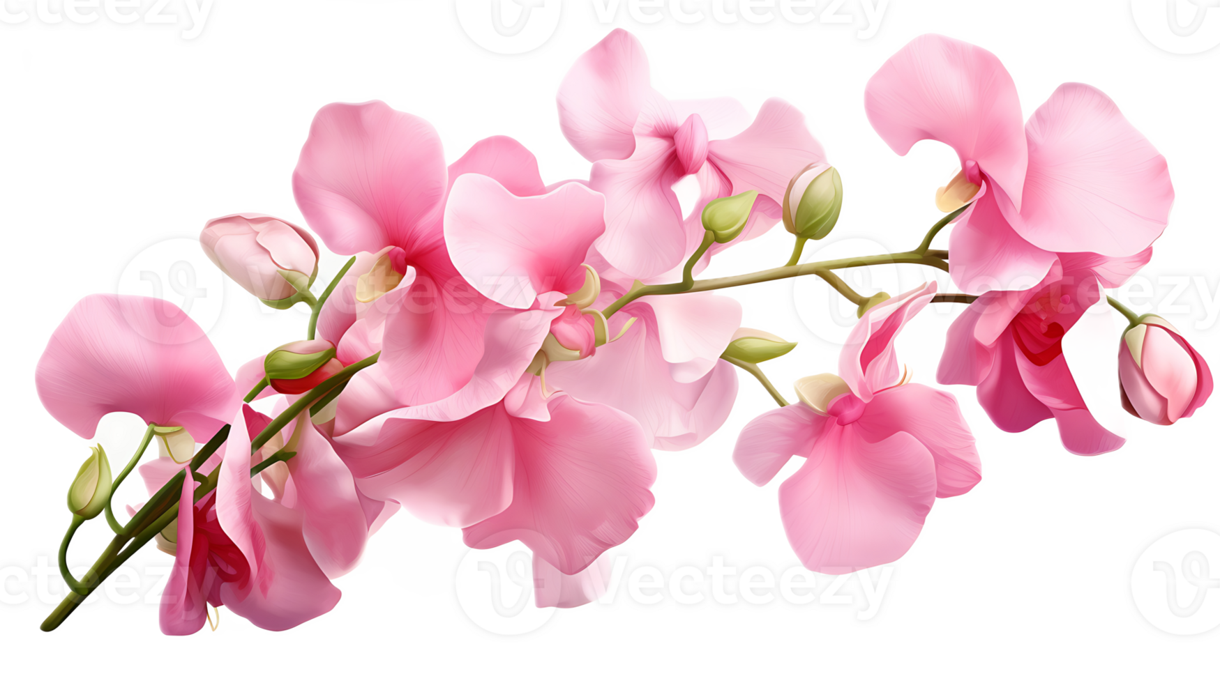 A soft, pink sweetpea with a fragrant, delicate bloom on a transparent background png