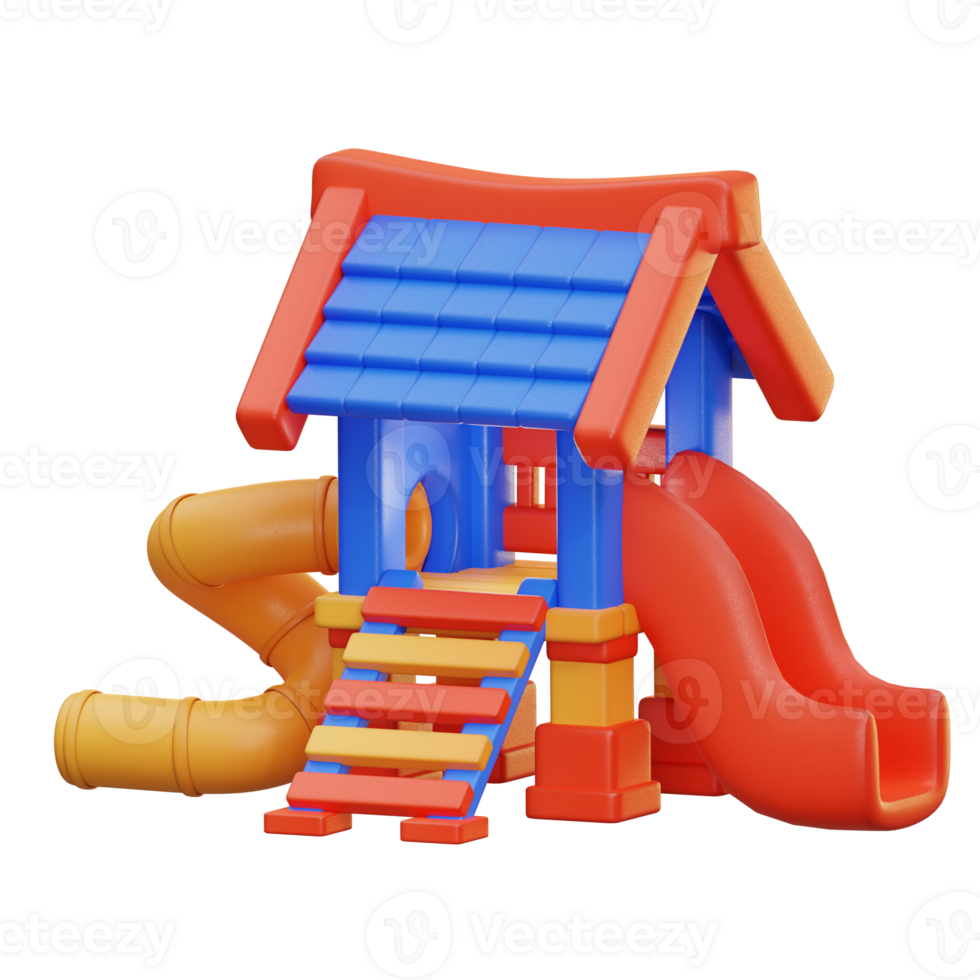3D illustration playground Structure with Slides and Stairs png