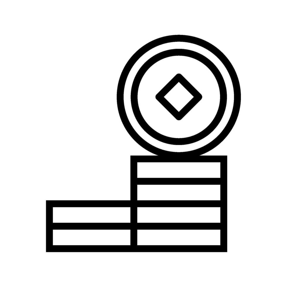 A black and white icon of a coin on top of a stack of coins vector