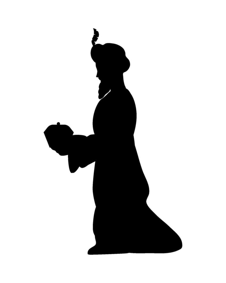 A silhouette of a man holding a bowl vector
