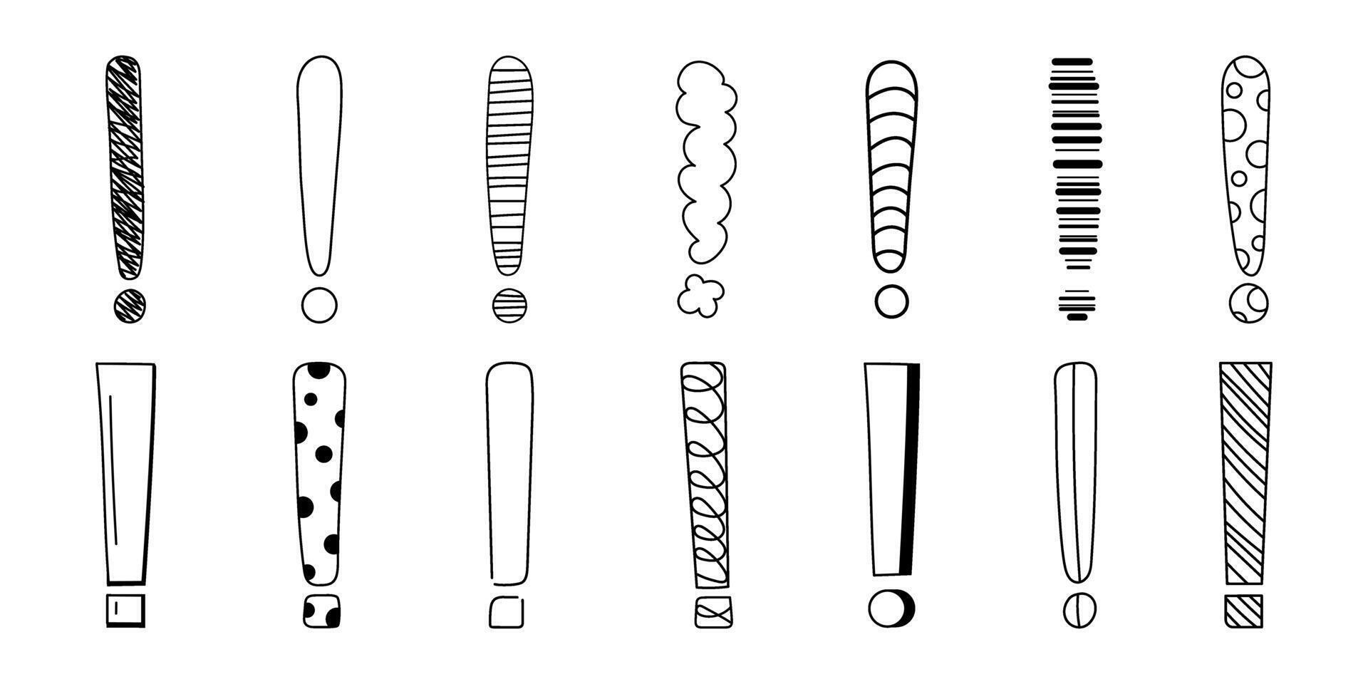 Doodle exclamation mark hand drawn sketch illustration vector