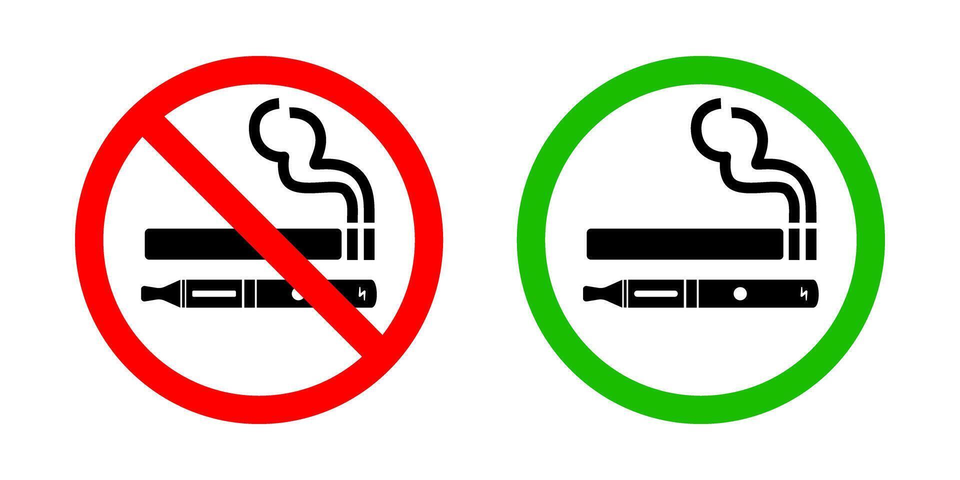 No smoking no vaping and smoking area sign set. vector