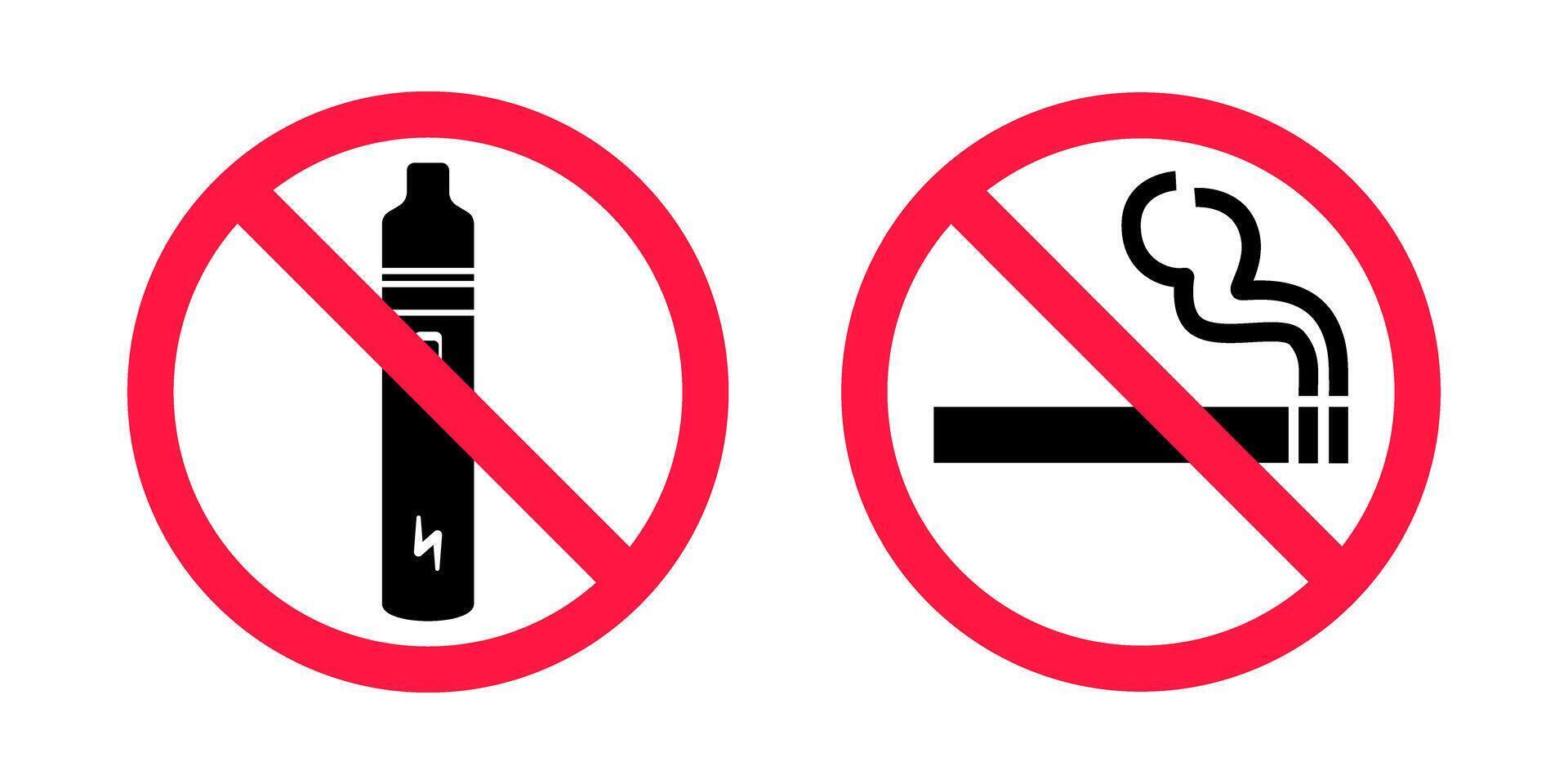 No smoking no vaping signs set. Forbidden sign icon vector