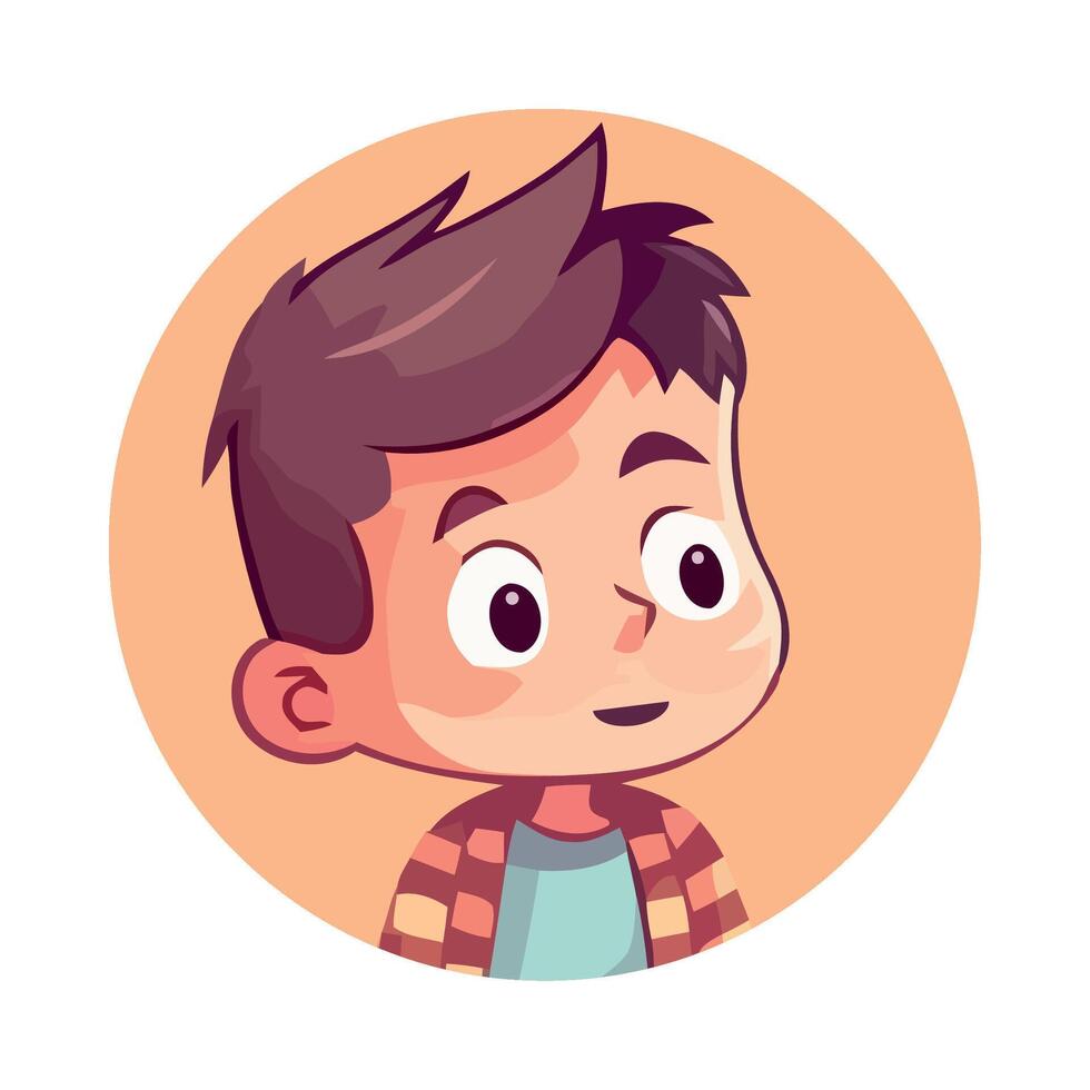 Cartoon boy with brown hair and a smile vector