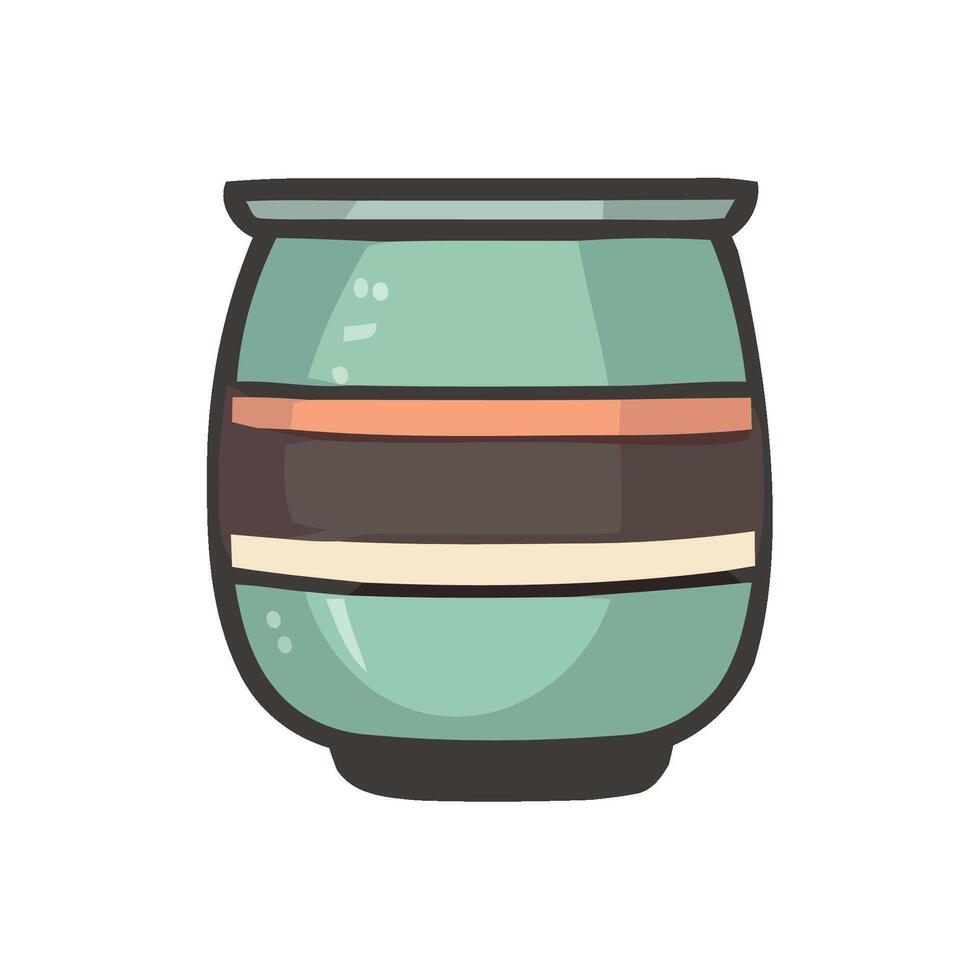 A green pot with a striped lid vector