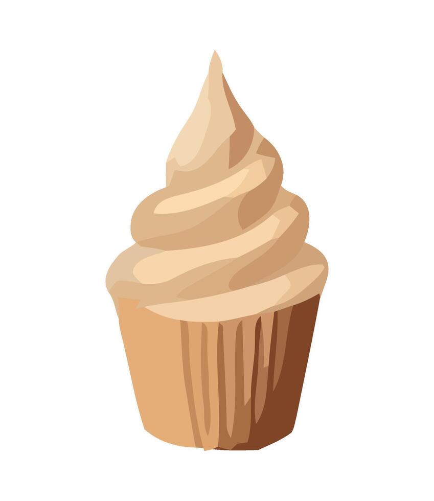A cupcake with a white frosting on top vector
