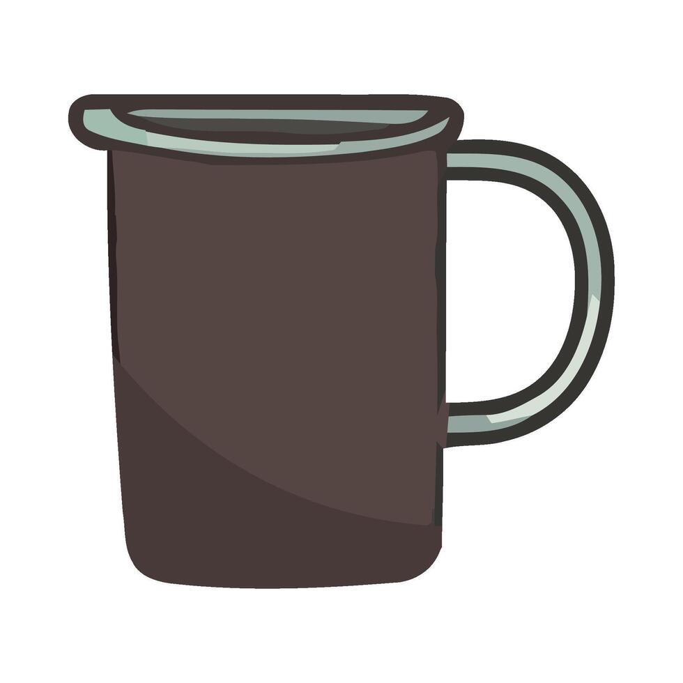A black coffee mug with a handle on a white background vector