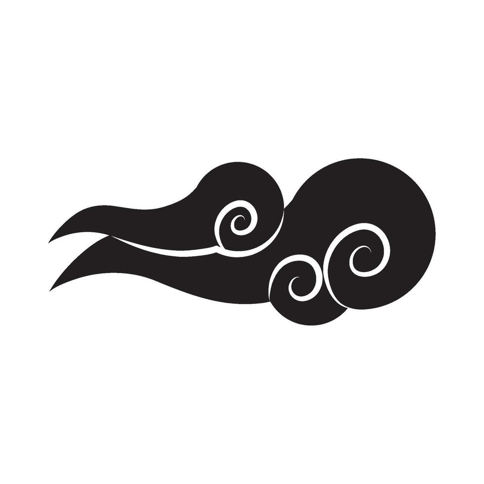 A black and white logo of a wave vector