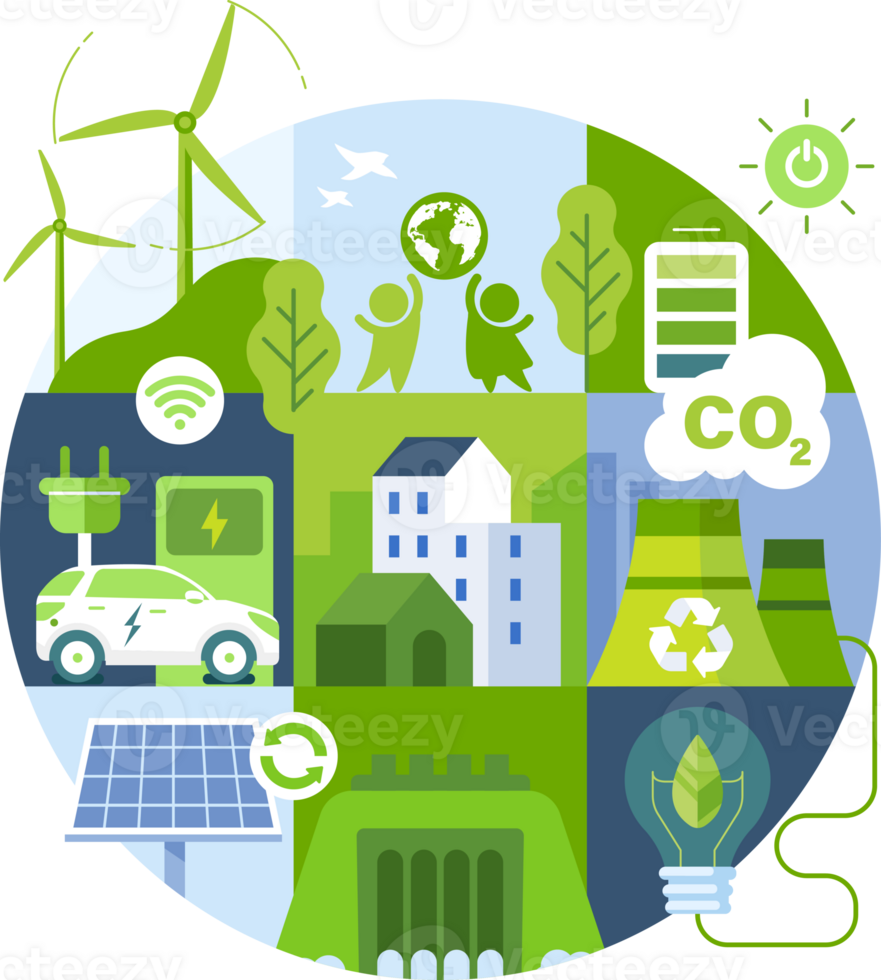 Sustainable Development, ESG and Business concept illustration png