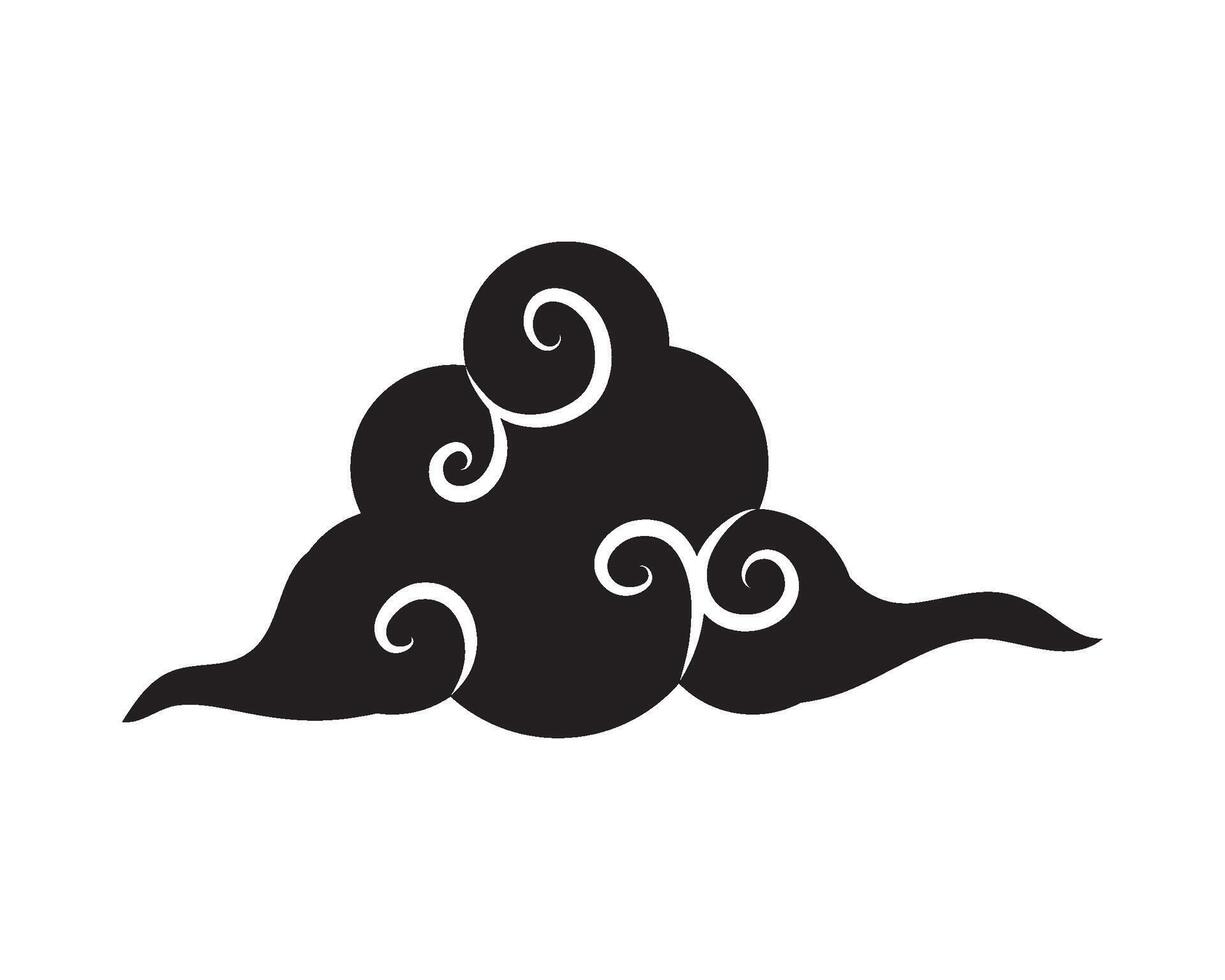 A black and white image of a cloud with swirls vector