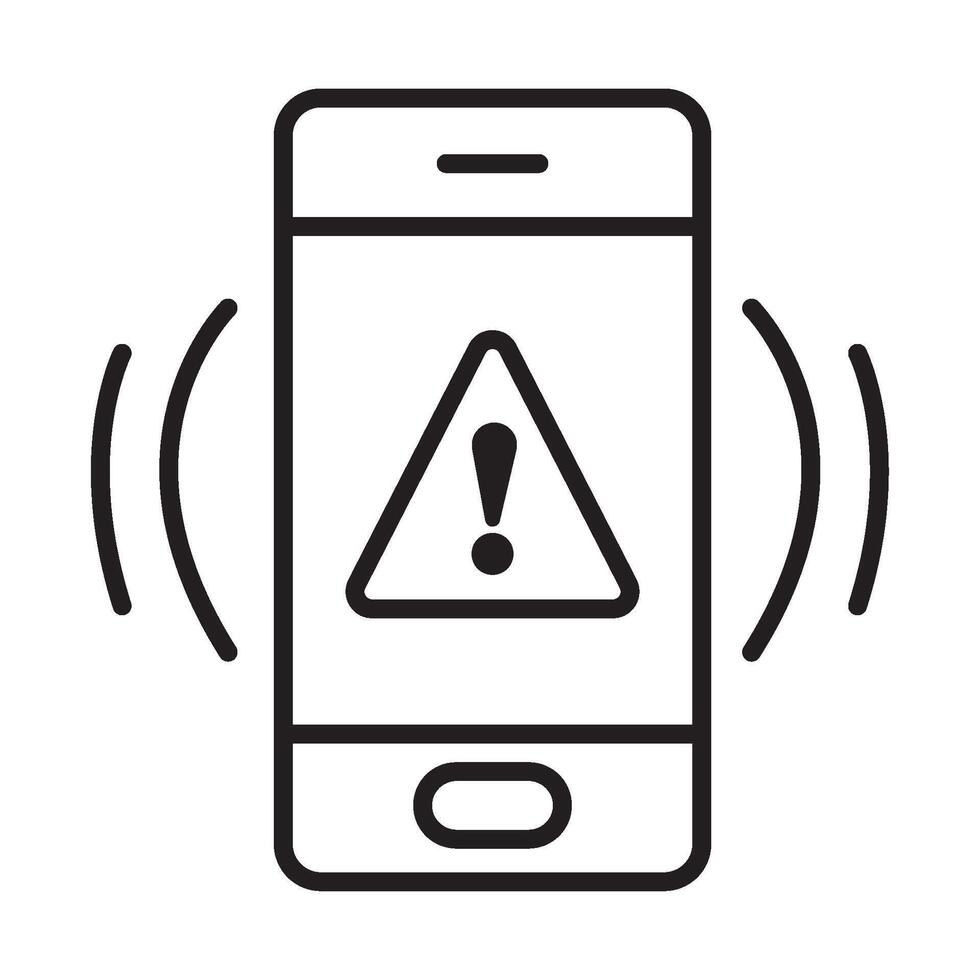 An icon of a phone with a warning sign on it vector