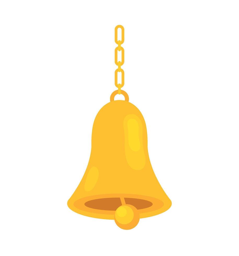 A yellow bell with chain hanging from it vector
