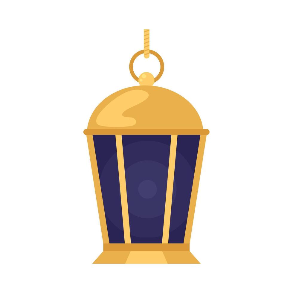 A golden lantern with a chain hanging from it vector
