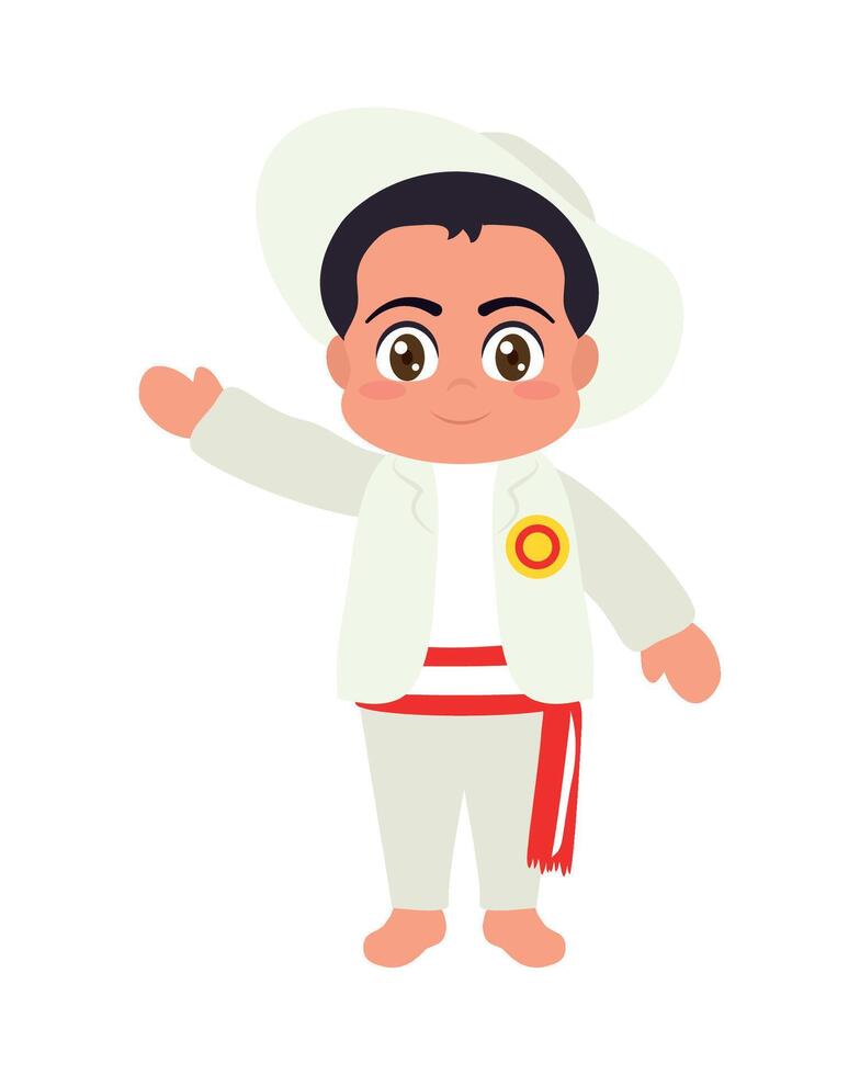 A cartoon boy in a traditional costume vector