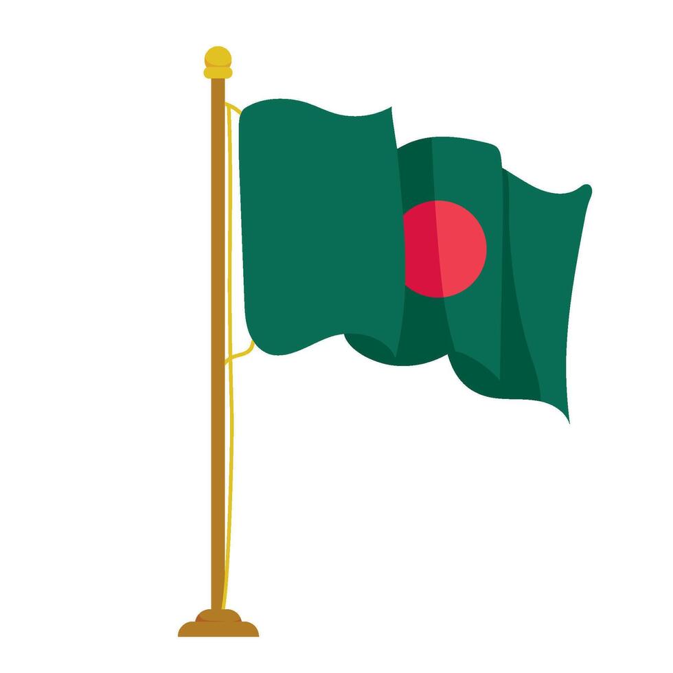 Bangladesh flag waving on a pole vector