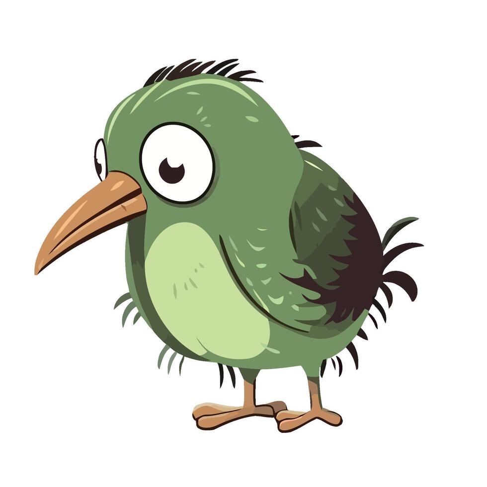 A cartoon green bird with big eyes vector