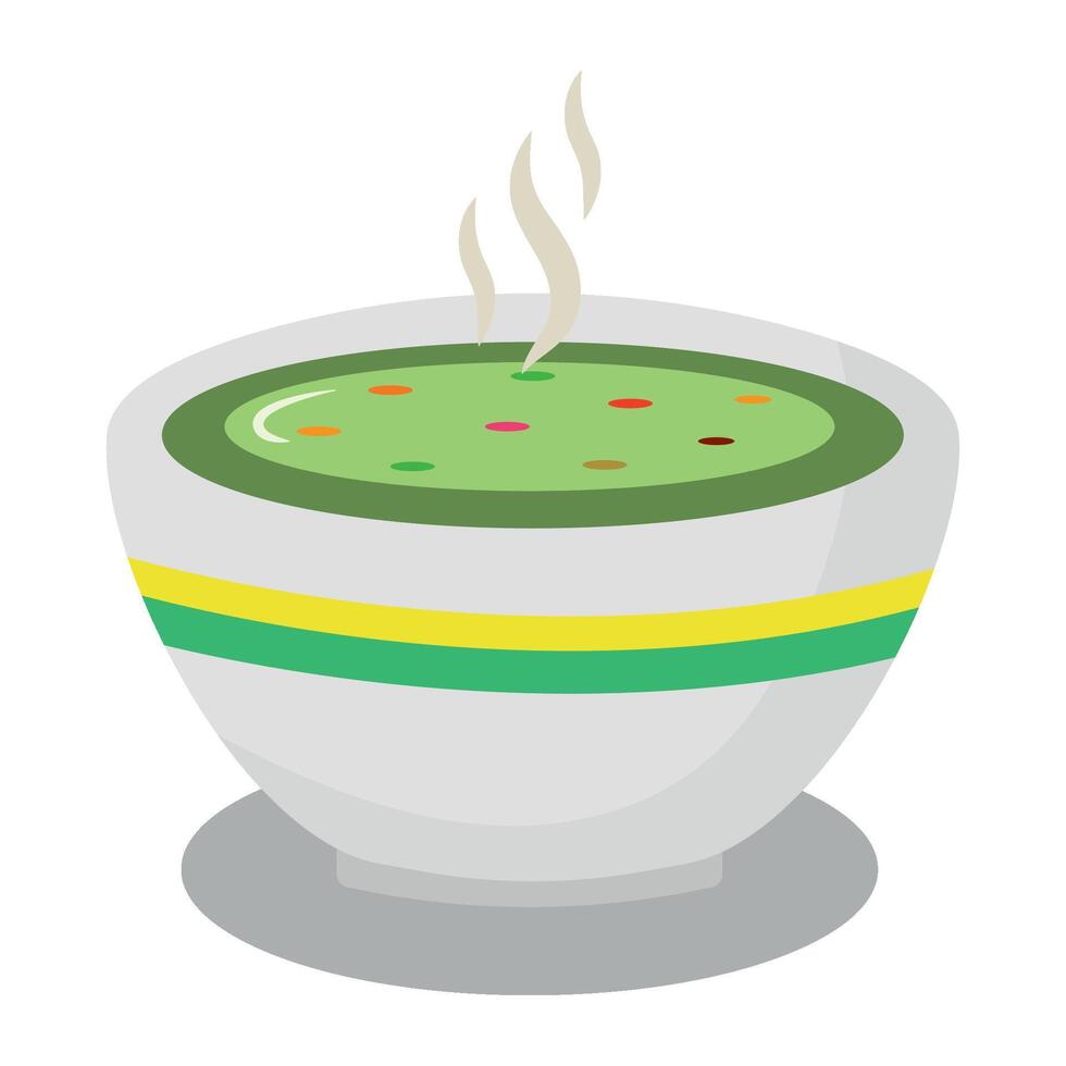 A bowl of soup with steam coming out of it vector