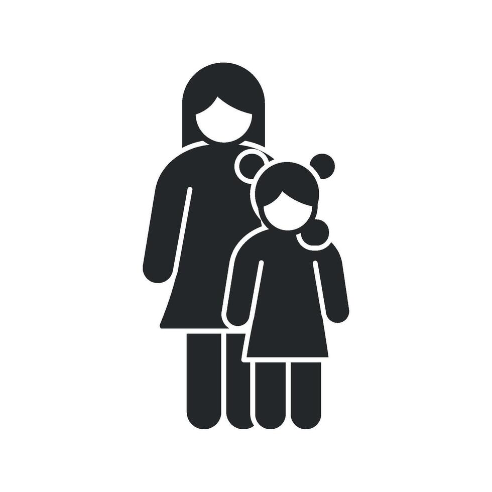 Mother and daughter icon illustration on white background vector