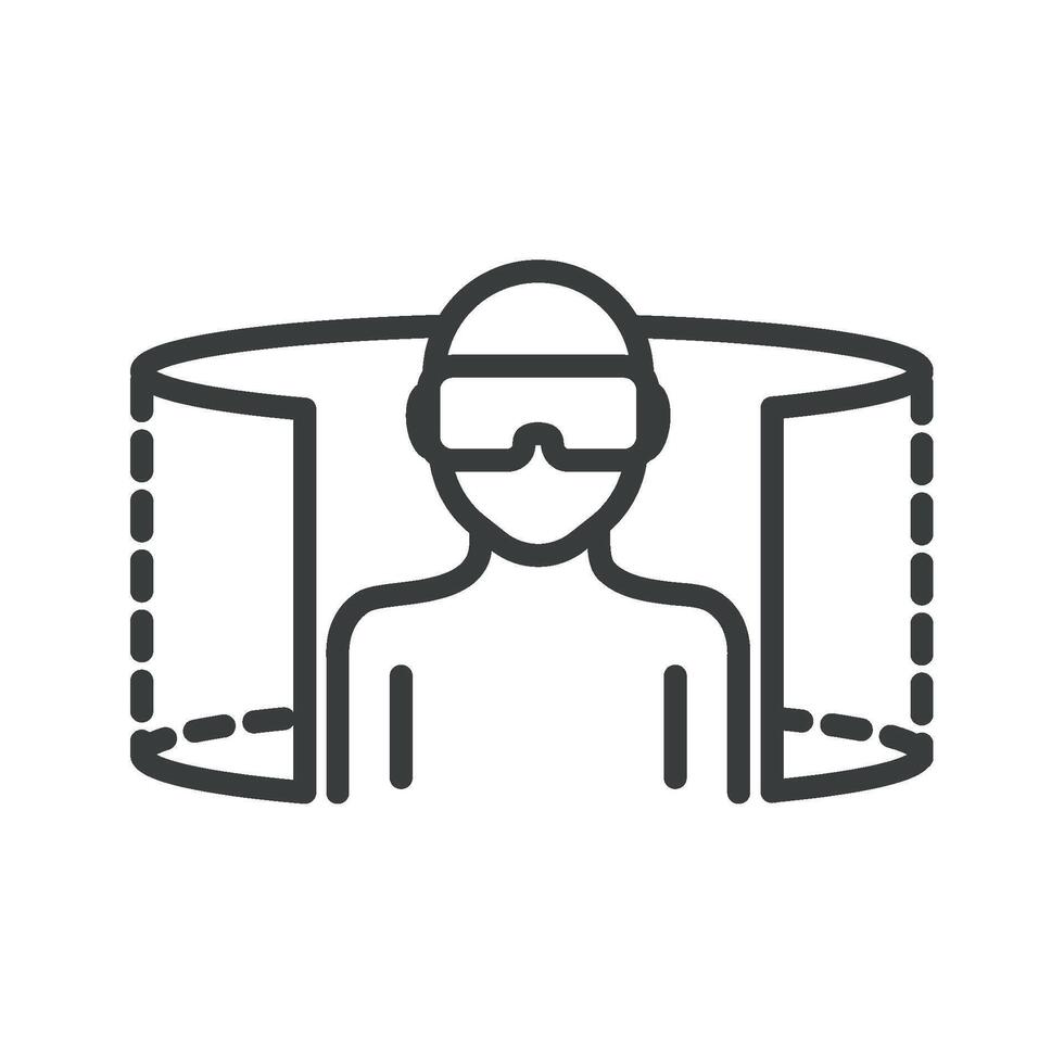A man wearing a helmet and goggles is shown in a line drawing vector