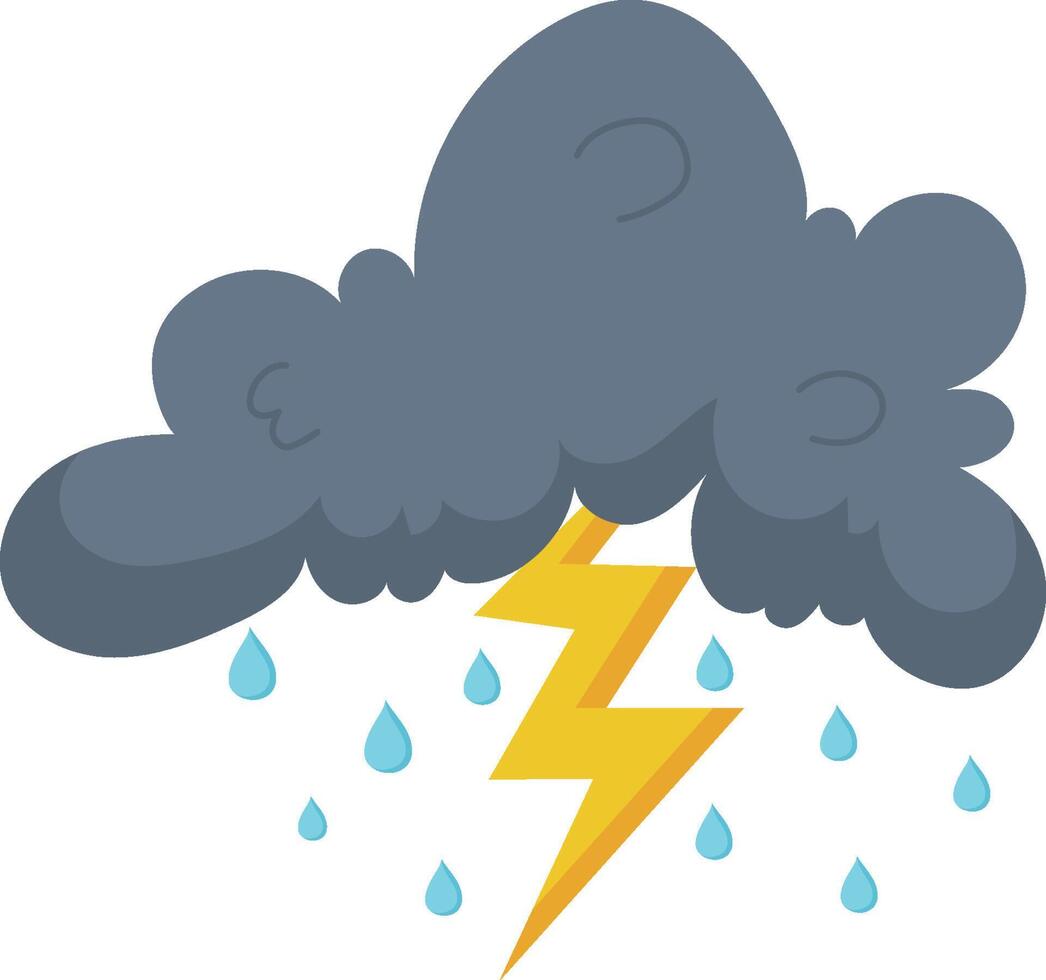 A cartoon illustration of a cloud with a lightning bolt vector