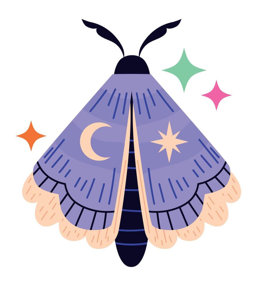 A moth with stars and a moon on it vector