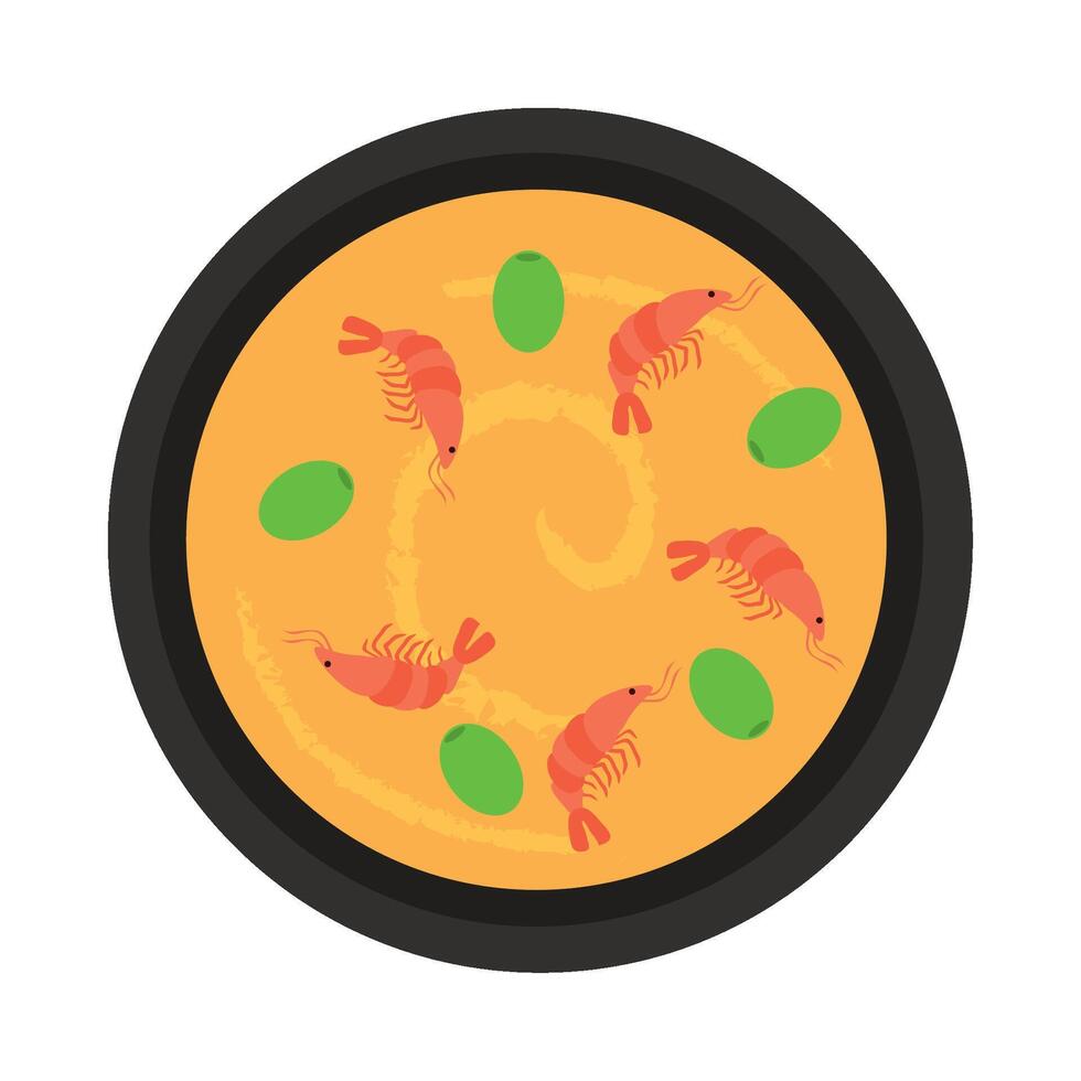 A bowl of shrimp and vegetables in a bowl vector