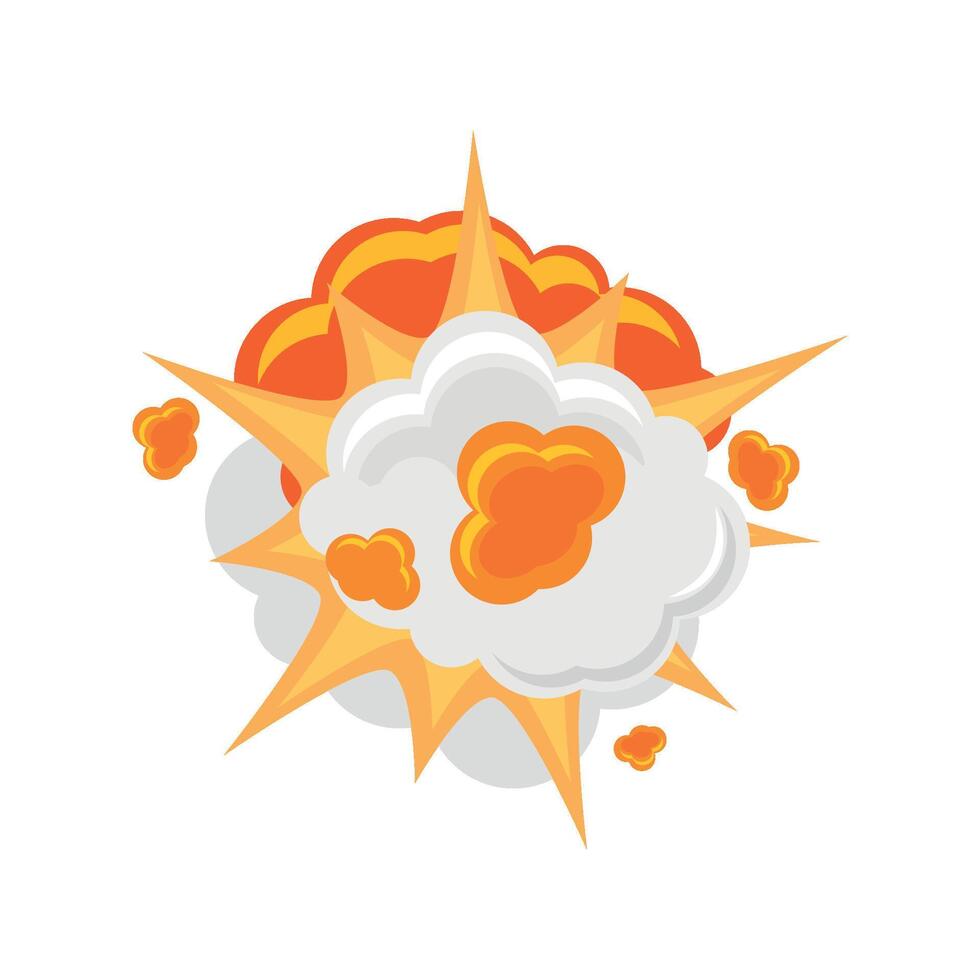 An orange explosion with a cloud of smoke vector
