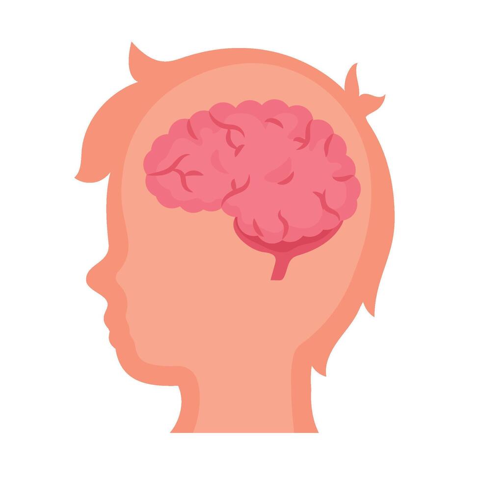 A child's head with a brain in the middle vector