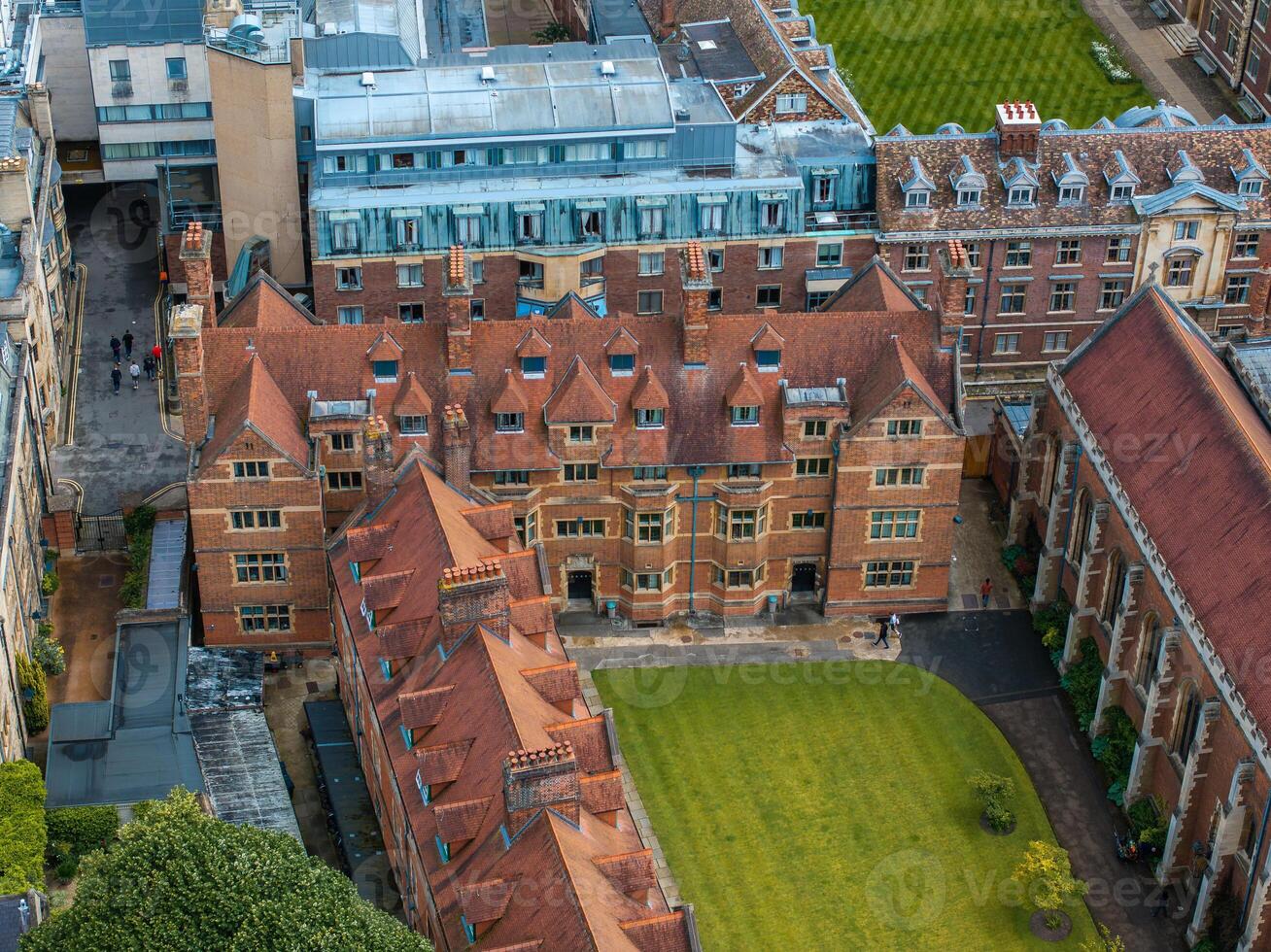 Aerial view of the old town of Cambridge. Beautiful Kings College Chapel in the center of Cambridge, Cambridgeshire, England. photo