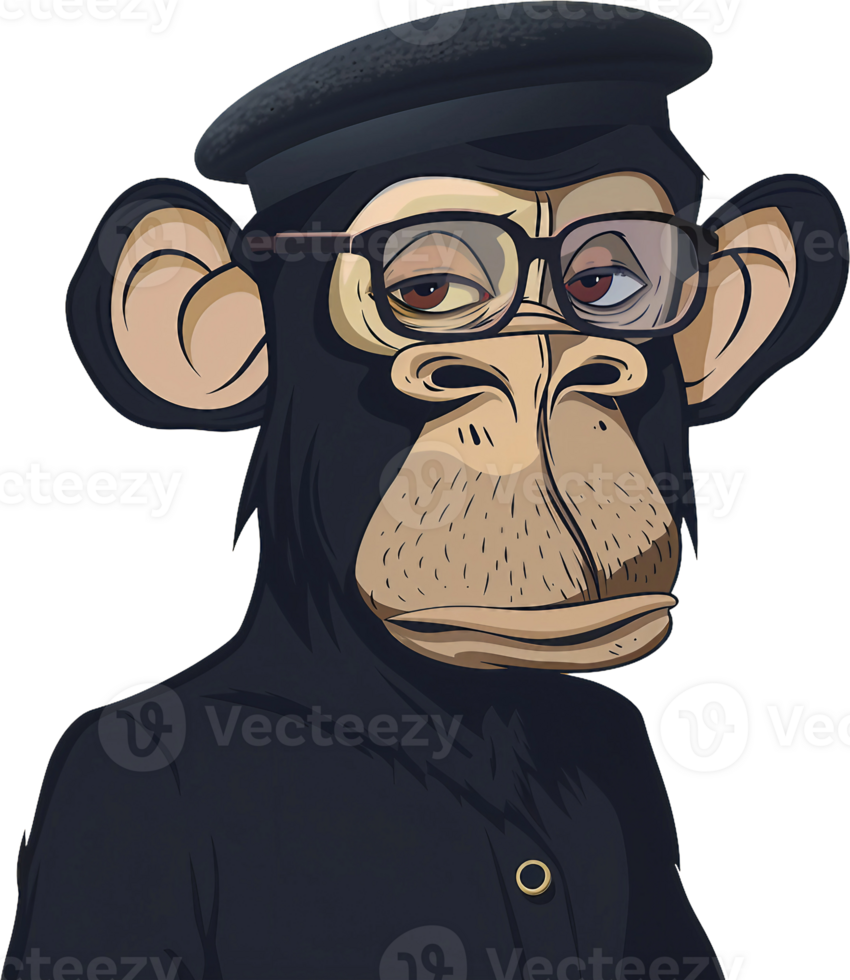 a cartoon monkey wearing glasses and a hat png
